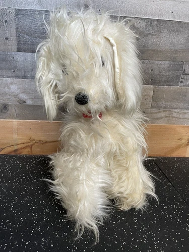Vtg Dollcraft Novelty 19” Plush Carnival Prize Shaggy Sheep Type Dog Off White