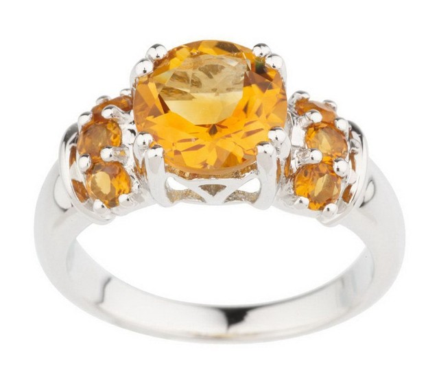 Choice Of Sterling Silver Round Citrine 1.85 Ct Gemstone Ring Size 7