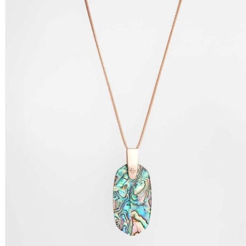 Long Kendra Scott Inez SILVER Long Pendant Necklace In In Abalone Shell - Picture 11 of 14