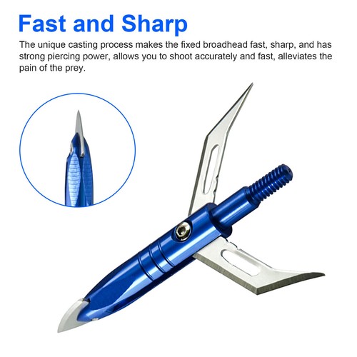 12pcs Retracted 402 Stainless Steel Blade Broadheads Compound Crossbow Arrow Tip - Picture 3 of 23