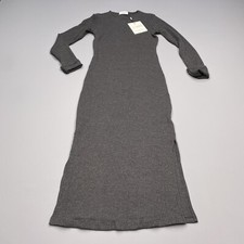 Billie The Label Sweater Dress Small Charcoal Wilma Ribbed Stretch New