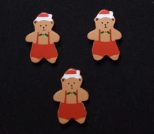 Christmas Santa Claus Bear Button Covers Sewing Home Craft Supplies 3-Piece Set