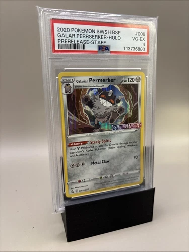 STAFF Galarian Perrserker SWSH008 Stamped PSA 4 Graded Slab
