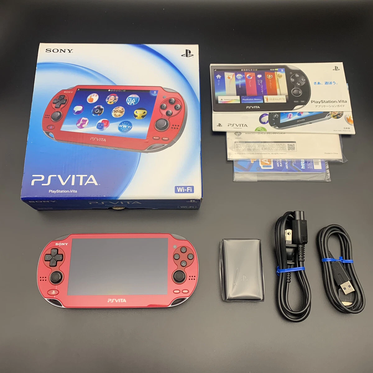 psvita ソフト2つ付き PSVita ブルー 本体 PCH-1000 メモリーカードと