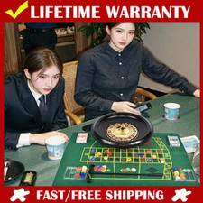 Deluxe Poker 16" Roulette Wheel Casino Game Table Set 120 Chips Rake & Felt Mat