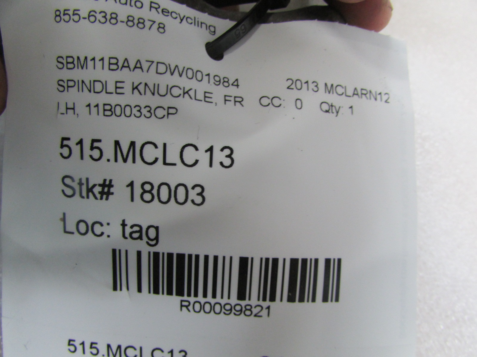 McLaren MP4-12C, LH, Left Front Knuckle/ Upright W/O Hub, P/N 11B0033CP01