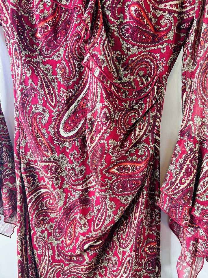 Vestido vintage Y2K Express para mujer manga campana de seda 9/10 hadas terrosas capricho Foto 3 de 4