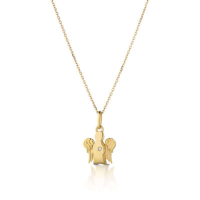 Collana Roberto Giannotti NKT264 con angelo in Oro giallo 9 Kt e diamante