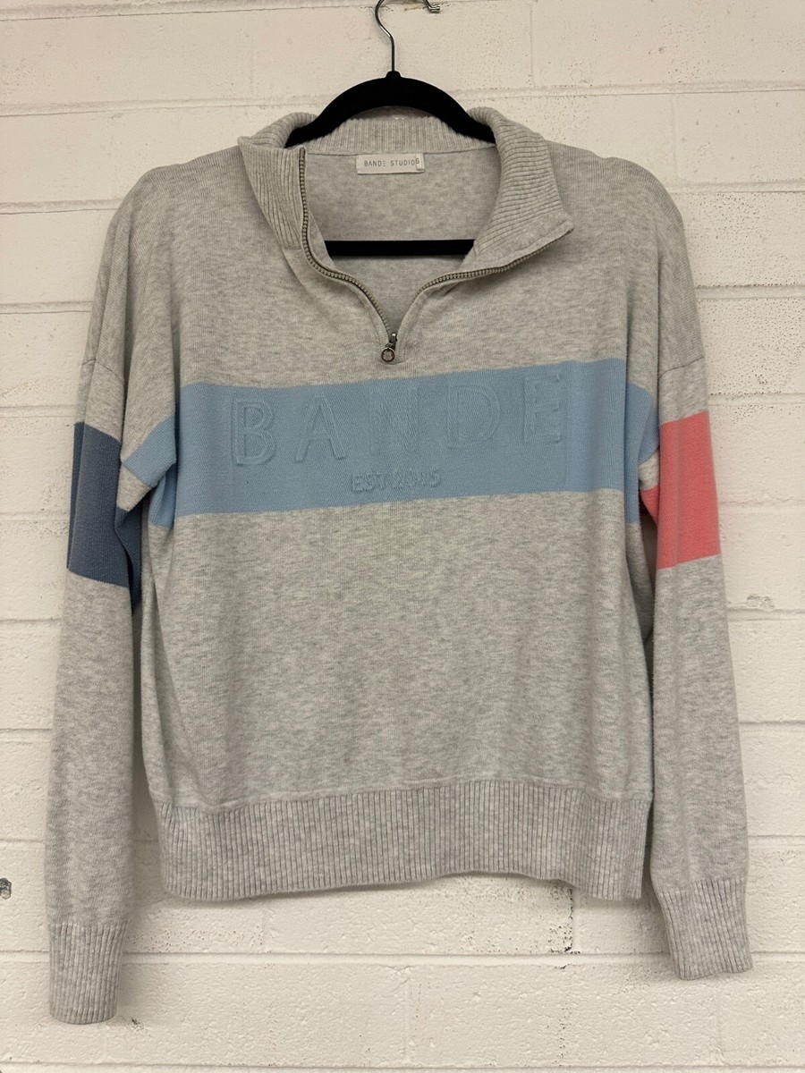 BANDE STUDIO 1/4 Zip Sporty Knit Light Sweater Grey Size 8 AU Pre owned View 4