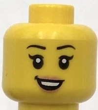 Lego New Yellow Minifigure Head Female Black Eyebrows Single Eyelashes Part