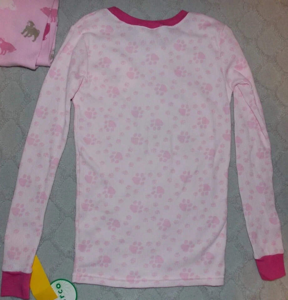 NUEVO NUEVO CON ETIQUETAS Y2K 2005 Circo Adorable Pug Perro Rosa 2 Piezas Conjunto de Pijama Térmico Niña 12 Foto 4 de 4