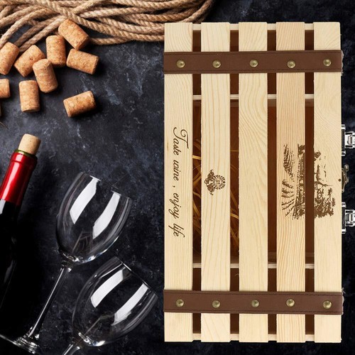 Double Bottle Wooden Wine Gift Box Hollow Design Red Wine Accessory Container - Picture 5 of 9