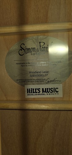 Guitare acoustique Simon & Patrick Woodland Cedar avec housse et 2 accessoires - Afbeelding 6 van 7
