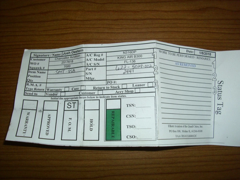 Collins Servo Montaje 622-5029-002 Beech King Air Foto 4 de 4