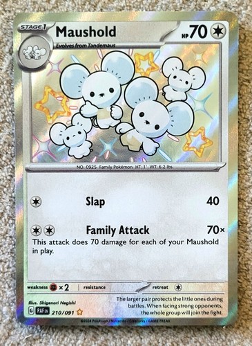 Maushold Holo 210/091 Shiny Rare Paldean Fates Pokemon NM