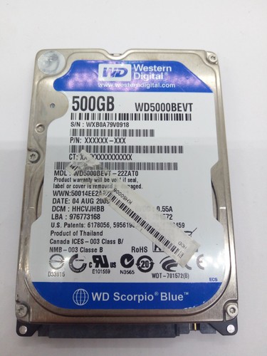WESTERN DIGITAL *WD5000BEVT-22ZAT0* 500GB* SATA HDD Notebook 2,5 Zoll #NFP2078