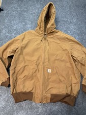 Carhartt J131 BRN 3XL Tall Made USA Brown Duck Active Jacket Hooded Workwear