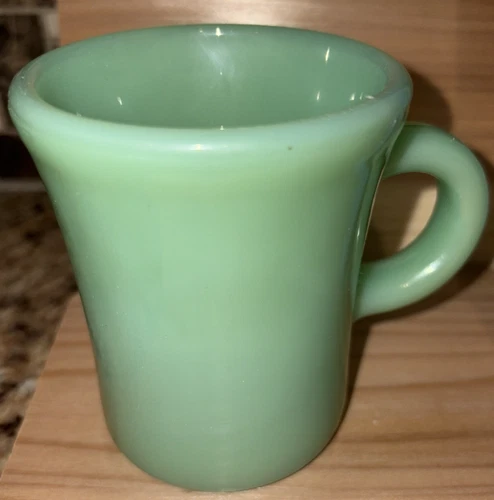 Vintage Jadeite Fire King C Handle Mug Extra Heavy Oven Restaurant Ware