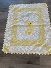 Quilt Crib Size 52   x42    Cotton Yellow Bear With Balloons