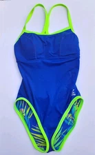 Tyr Womens One Piece Swimsuit Reversible Durafast Built In Bra Blue Lime Green S