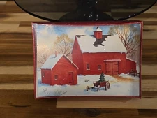 The Paper Magic Group Holiday Card 20 Christmas Cards Vintage Red Barn