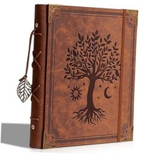 Vintage Photo Album 4x6 Leather Scrapbook Album with medium 8"x10" Brown