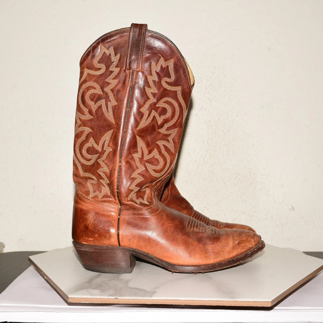 Vintage J. Chisholm Brown Burgundy Leather Western Cowboy Boots 8.5D J. Chisholm cowboy boots - Gem main image 4