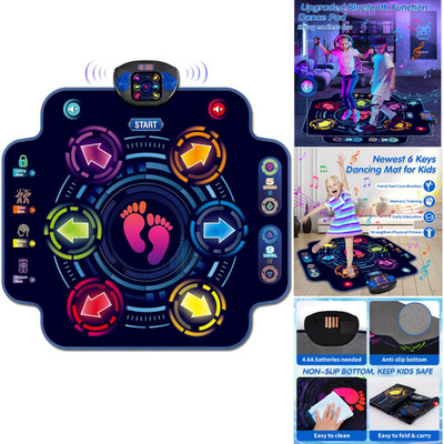 Tanzmatte mit 6 Tasten 9 Stufen 3 Modi LED Beleuchtung Kinder Spiel