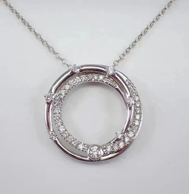 0.60 Ct Round Lab Created Diamond Circle Pendent Necklace 14k White Gold Plated
