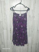 Spicy Bambu Women's Medium Black Purple Floral Tropical Sleeveless Dress