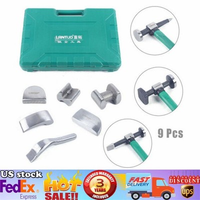9pcs Set Hand Car Auto Body Work Hammer Fender Tool Dent Crowbar Repair Kit NEW