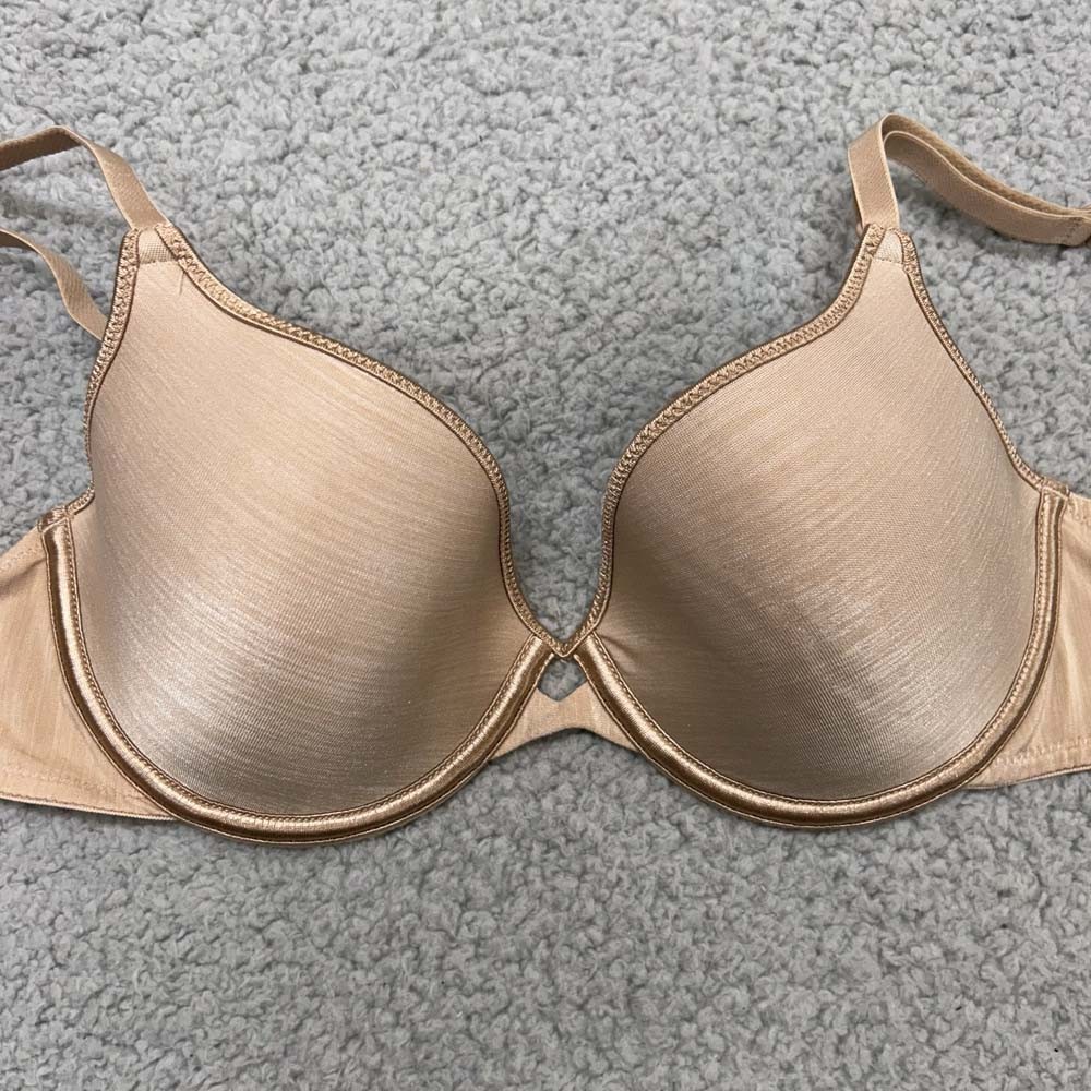 Vassarette Bra 34C Demi 75247 Keyhole Gold Heathered Smooth T-Shirt Bra