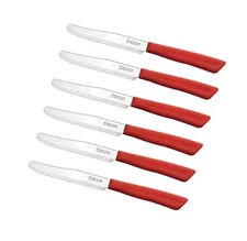 Tredoni 6 kitchen Knives - 4.3"/11cm Italian Stainless Steel Serrated Red 