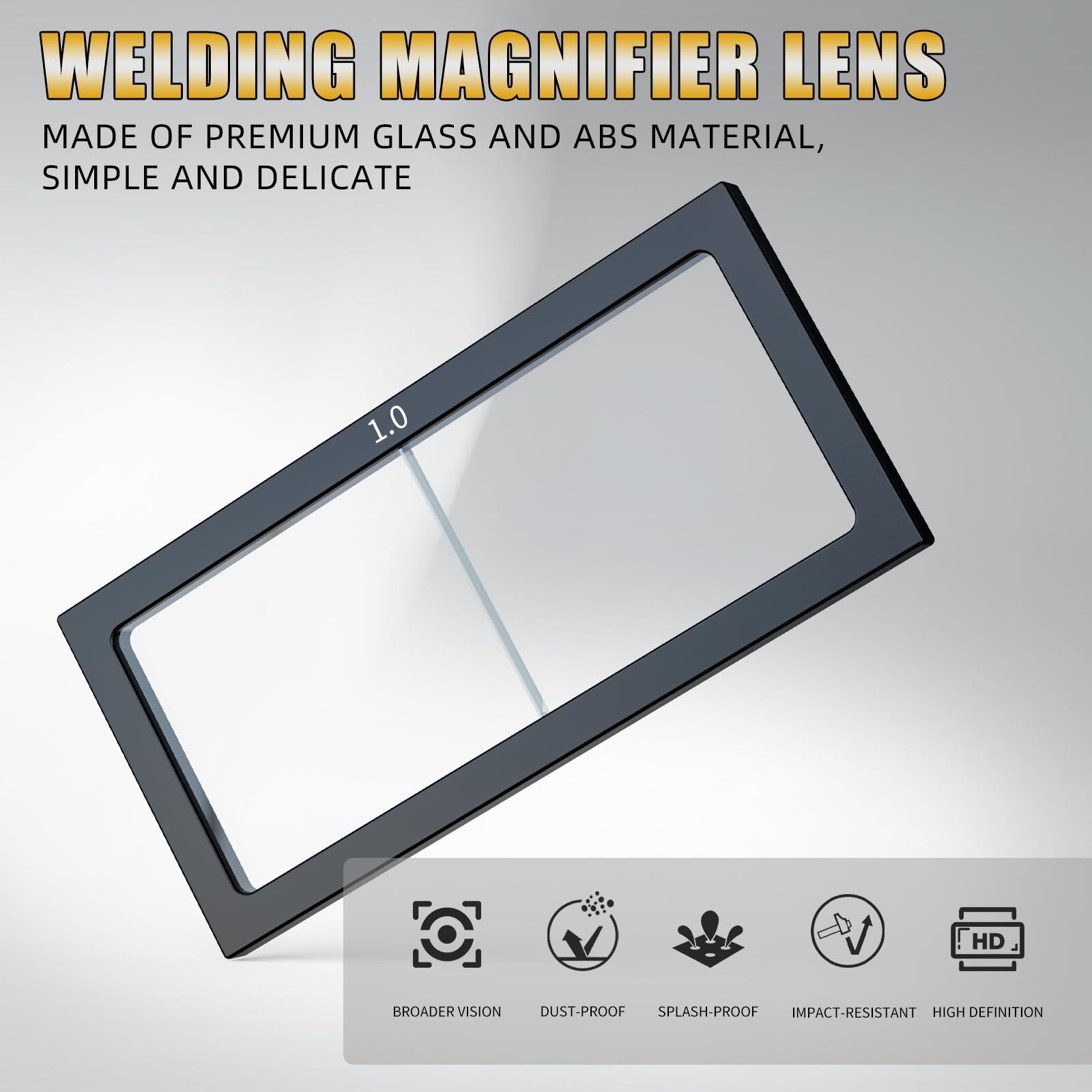 TRQWH 1.0 Diopter Glass Cheater Lens for Welding Helmets, 4.25 x 2 in
