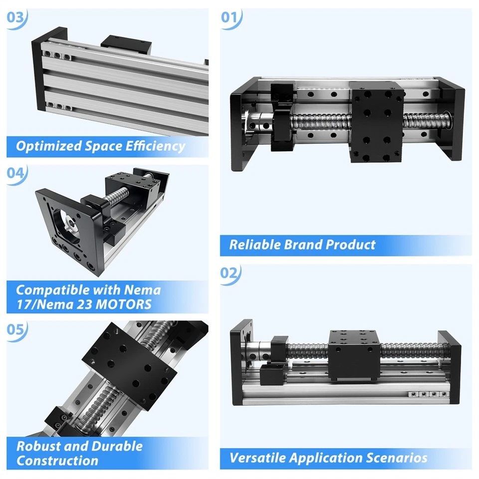  80mm Wide Ballscrew Linear Motion Stage 22-132lbs Double Guide CNC Slide Table - Image 4 of 4