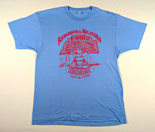 Screen Stars, Vintage Single Stitch T-Shirt Screen Stars, Louisiana Family Reunion 1992, Blue