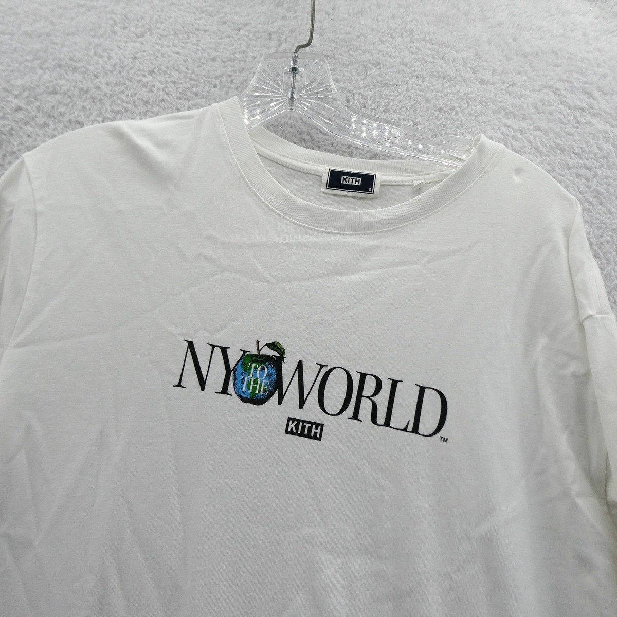 Kith Long Sleeve Shirt Mens Small NY To The World Apple White