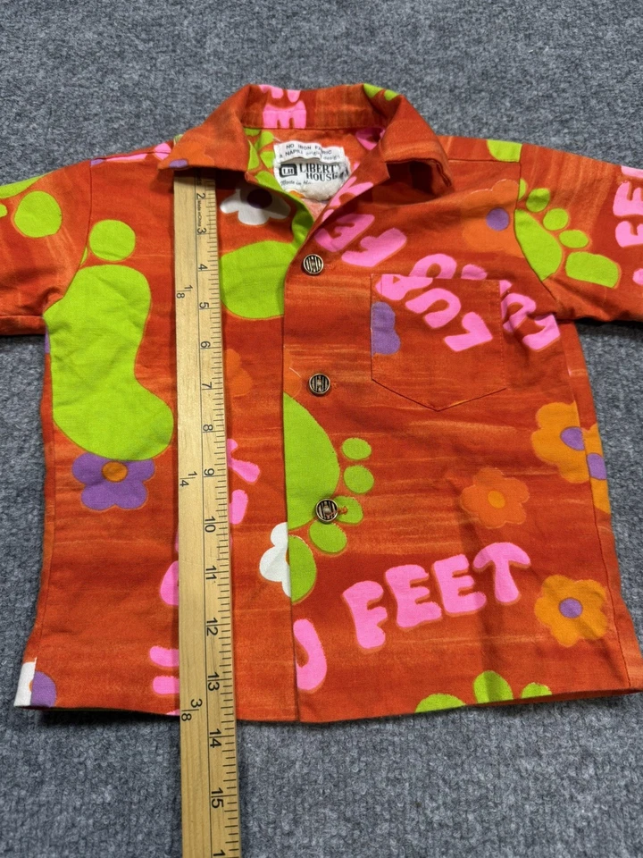 Camisa vintage infantil ALOHA NAPILI - LIBERTY HOUSE Luau Feet Print HAWAIANA AÑOS 60 Foto 2 de 4