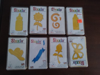 Lot of 8 Sizzix Die Cartridges Medium Sizzix Dies Rose Butterfly Cowboy Hat Plus