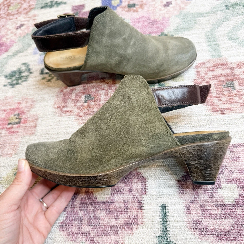 Tacones Naot Olive Gamuza Cuero Cordones Talla 38 Boho Zuecos Ropa de Oficina Clásicos Foto 3 de 4