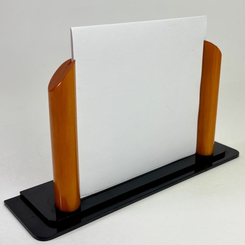 Vintage French Art Deco Bakelite Picture Frame Amber Black Modernist 1930s Desk