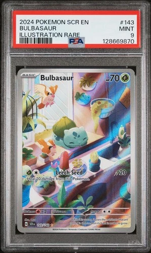 2024 POKEMON SCR EN-STELLAR CROWN ILLUSTRATION RARE #143 BULBASAUR PSA 9