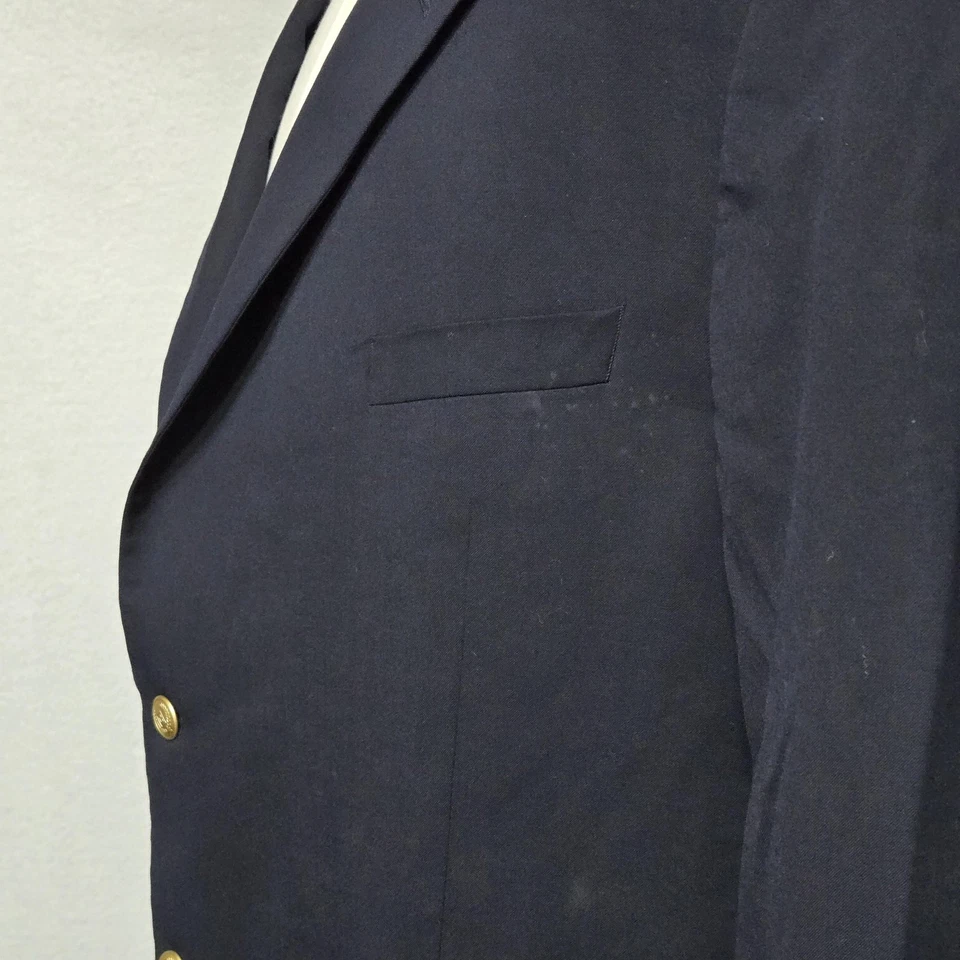 Chaps Blazer Mens 50R Navy Blue Wool Sport Coat 2 Button Gold Classic Jacket - Image 4 of 4