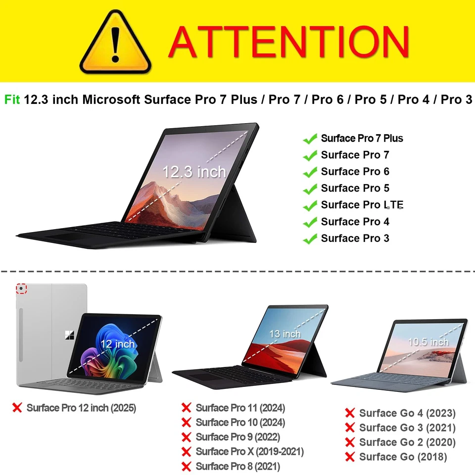Case for 12.3 Inch Microsoft Surface Pro 7 Plus, Surface Pro 7/6/5/4/3 - Port... - Image 2 of 4