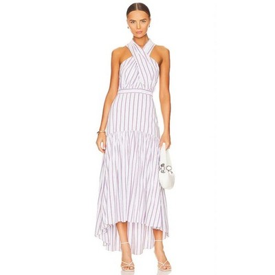 NWT $598 Veronica Beard Radley Crisscross Front Dress Size 10 Off-white Multi