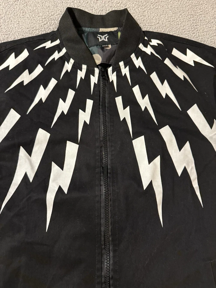 Neil Barrett Vintage Style Lightning Bolt Bomber Jacket Camo Lined Size XXXL - Image 4 of 4