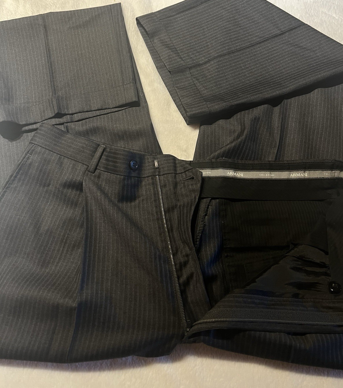 Armani Collezioni Su Misura 42R 34x30 Gray Micro-Stripe Italian Designer Suit