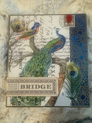 New Peacock Bridge Card Gift Set by Michel Design Works - BEAUTIFUL!