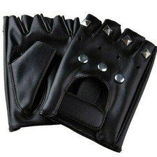 Hommes Gants Clou Rivet Punk Gothique Vintage Mitaines PU Cuir Danse Drive