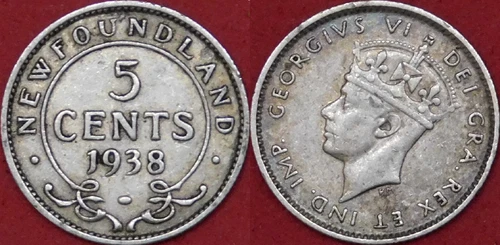 1938 Newfoundland 5 Cents — photo from the most recent tracked eBay sale
